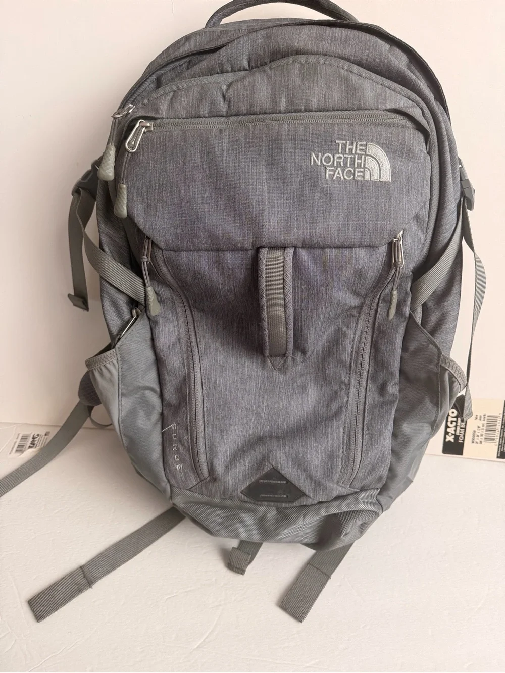The North Face Surge Backpack Gray Laptop Travel School Hiking Bag